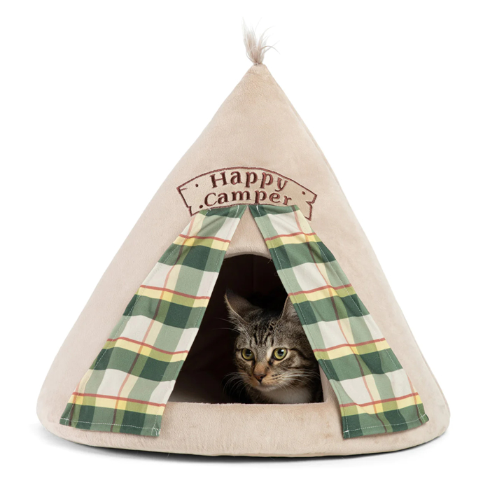 Meow Hut Happy Camper Cat Bed - Wheat - Image 3
