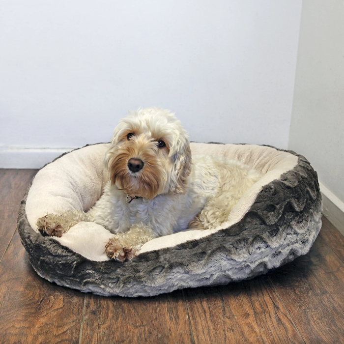 Grey & Cream Snuggle Plush Oval Large - Image 2