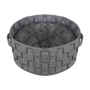 Rosewood Silver Felt & Fur Plaited Small